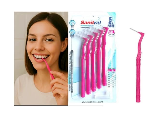 Sanitral Interdental Brush Angle, Angled Dental Brush for Teeth Cleaning-Excellent Access Between Teeth Size -0.4 mm